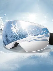 Fashion Ski Sunglasses, OTG Snowboard Goggles, Replaceable Anti-Fog Lenses, UV 400 Protection, Unisex Sporty Style, Windproof Sports Eyewear, Fall & Winter Use