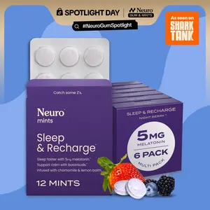 Neuro Melatonin Mints for Better Sleep - Fast Dissolve Sugar-Free Sleep & Recharge Mints with Lemon Balm & Chamomile - Night Berry Flavor