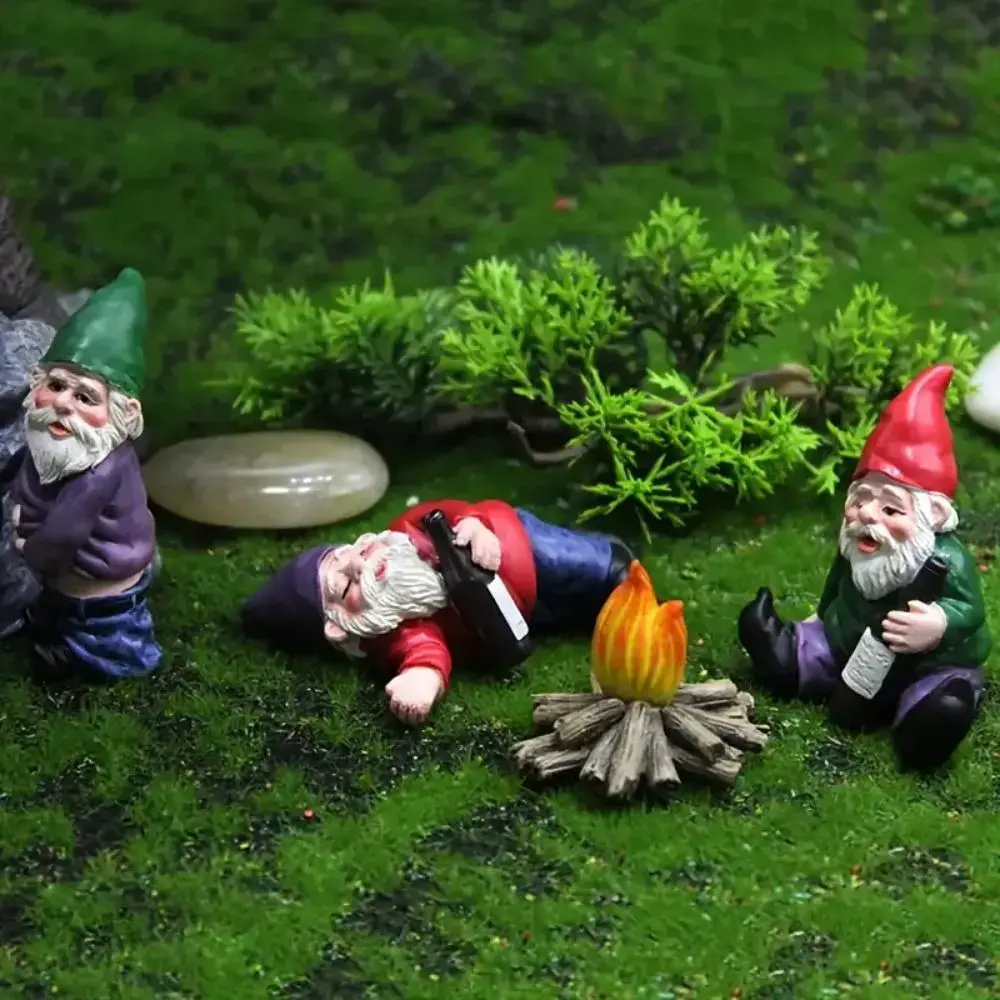 Creative Elf Resin Crafts (4-Pack), Mini Garden Gnome Decor, Funny Elf Statues for Patio, Terrace, Lawn, Indoor & Outdoor, Home Garden Ornament.