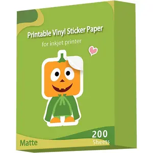 Printable Vinyl for Inkjet Printer Sticker Papers 200 Matte 8.5''x11''  White Lables Decal Paper for Cricut