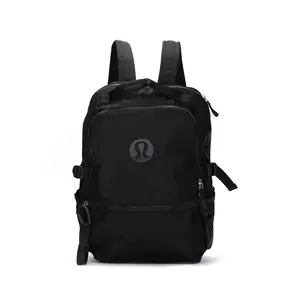 Lululemon New Crew 22L Logo Zipper Nylon Backpack For Men And Women In Black And Graphite Gray
