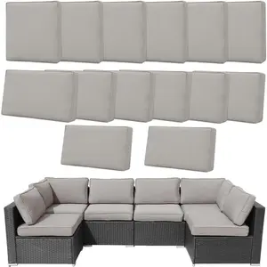 14 count Patio Cushion Covers Replacement Outdoor Couch Cushions Covers Splashproof Sofa Slipcovers Set with Zippers,Patio Furniture Protector, Couch 3 Sizes, Covers Only (Light Gray)