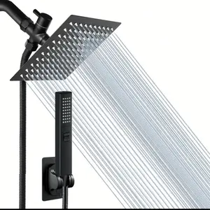 High Pressure Square Rain Shower Head With Handheld Sprayer Combo, Includes 60" Stainless Steel Hose