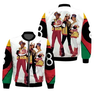 Hip Hop Varsity Jacket Unisex, 90s Rap Inspired Streetwear, Retro Music Theme Bomber Coat, Trendy Gift Idea