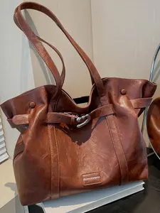 Women's Solid Color Tote Bag, Fashionable Large Capacity Shoulder Bag for Work & Daily Used, Casual Trendy Versatile High-quality Daily Commuting Bag