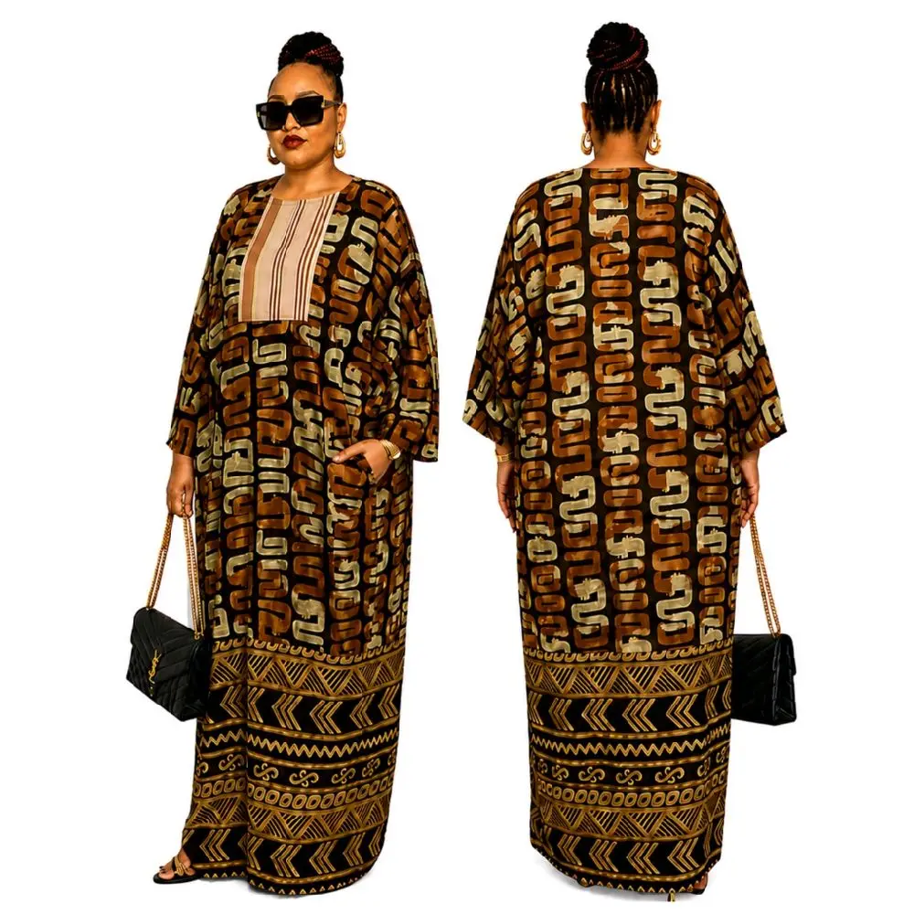 Women's Aso Oke Tribal Print Bubu Gown, 1-Size Party Gown