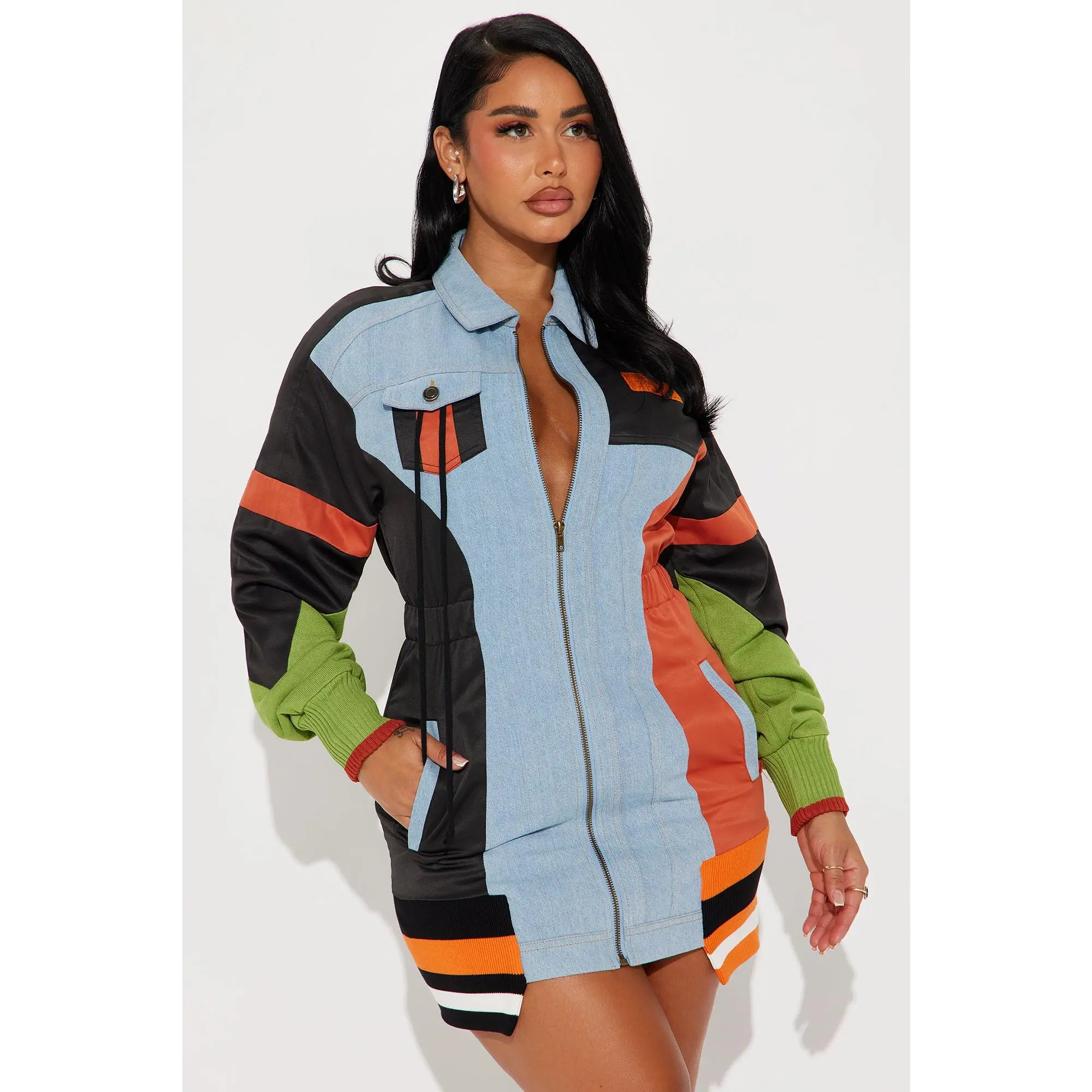 Sonic Zoom Denim Mini Dress - Black/combo