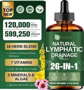 Migcopat 26-in-1 Liposomal Lymphatic Drainage Drops, Echinacea, Turmeric, Elderberry, Dandelion and Vitamins, Lymphatic, Immune Support, Liver Cleanse Detox & Repair, 2 fl oz