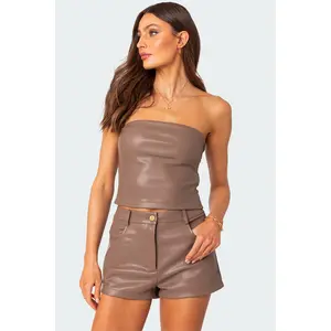 Martine Faux Leather Tube Top