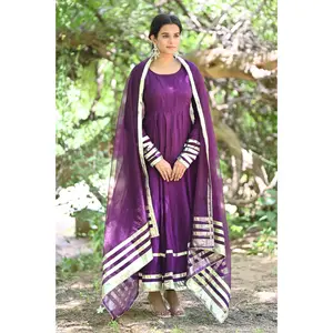 Deep Purple Anarkali Set
