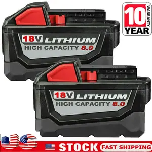 2PCS For Milwaukee For M18 8.0 AH Extended Capacity Battery 18V 48-11-1840 Newly upgraded high-quality tool battery