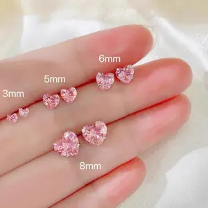 s925 sterling silver Pink Heart Stud Earrings，Exquisite earrings, minimalist earrings, anniversary gifts, gifts for friends, simple earrings, fashion earrings, cute earrings, gifts for girlfriends, holiday gifts