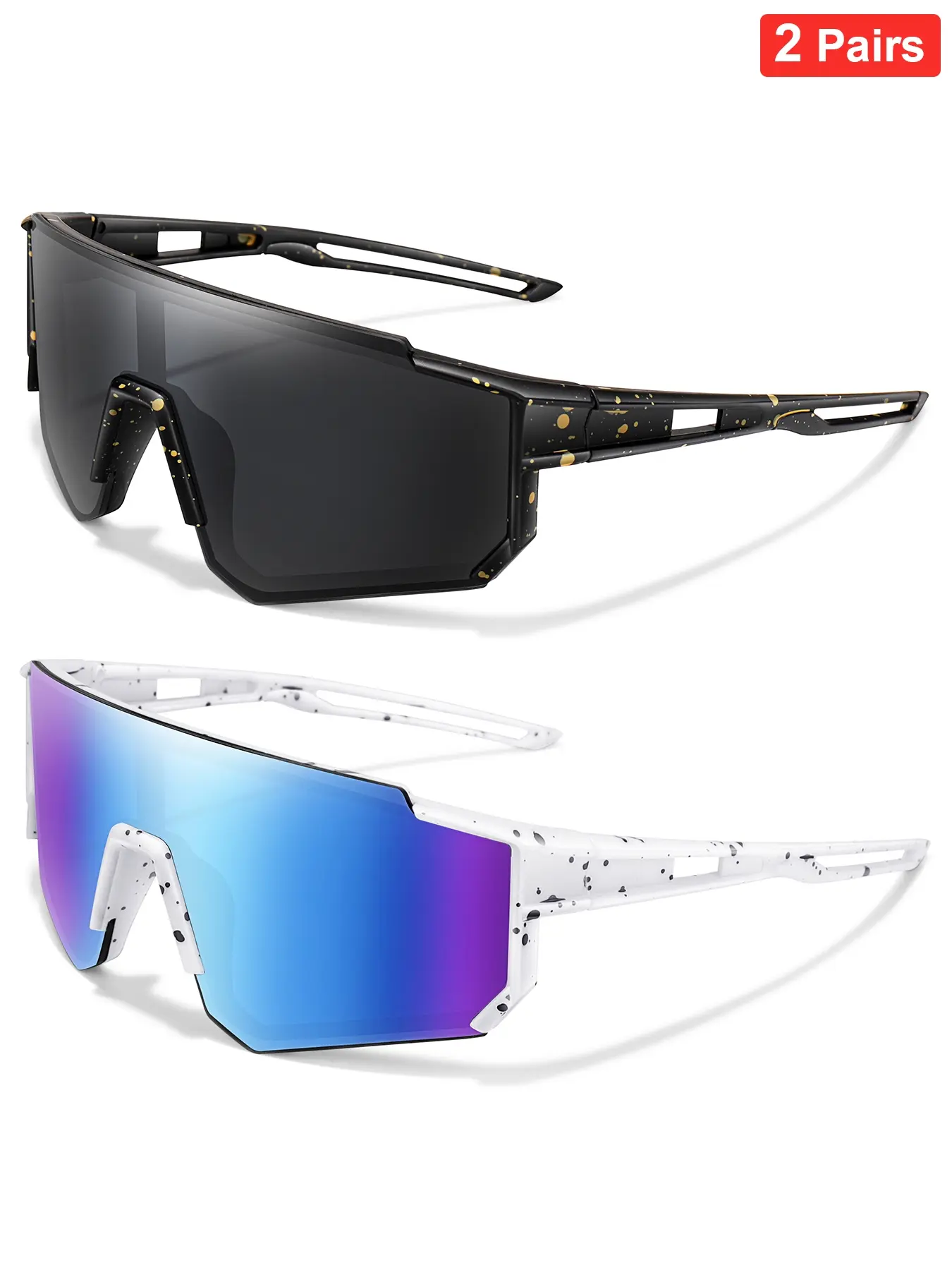 Fashion Outdoor Sports Sunglasses for Men and Women (2 Pairs Set), Smart Sports Glasses, Windproof Baseball Glasses, Cycling Running Eyewear, Sporty Sunglasses, Perfect Gift for Him Her, Christmas, Birthday, New Year, Back to School, Summer Sports Glasses