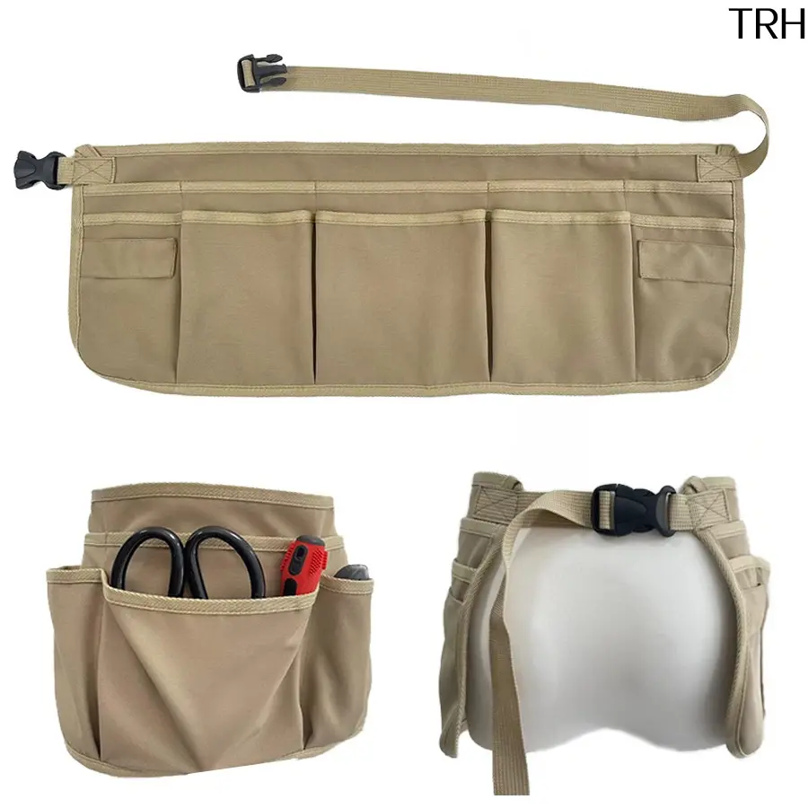 12 Pocket Waterproof Tool Waist Apron, Adjustable Utility Work Tool Belt with Hammer Loops, Multi-Pocket Storage Waist Pouch for Electrician Construction Gardener