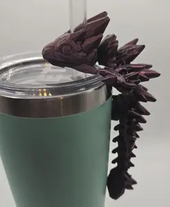 Cute articulating baby gemstone dragon straw charm 3d printed - 7" and 5" perfect gift Drink Drinkware
