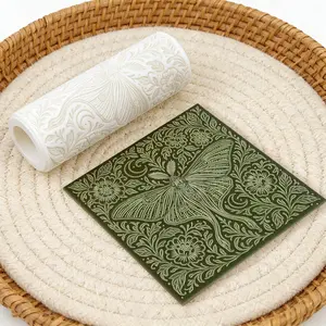 Moon Moth (Butterfly) Texture Roller, Insect Design, Made Specifically for Creative Lovers, Showcasing Beautiful Decorative Texture Patterns, Premium Plastic & Ceramic Craft Tools, Ideal for Earrings, Pendants, and Festive Craft Additions