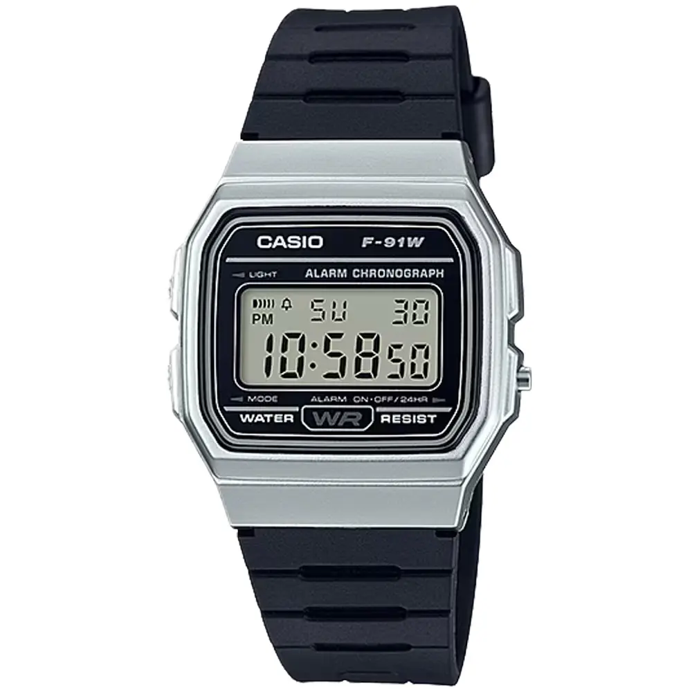 Casio Men's Classic Digital Watch with Silver Case - F-91WM-7ACF