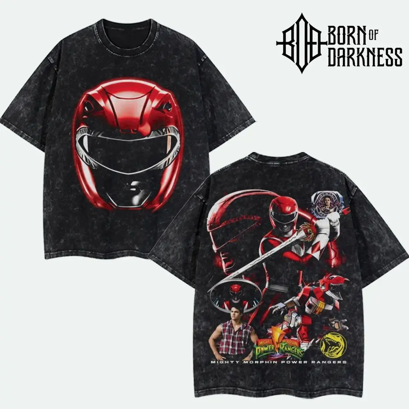 BOD - RED RANGER MMORPHIN Power Rangers Vintage Unisex Oversize Power Rangers Washed Cotton T-shirt Hoodie, Graphic Tee, Power Rangers Lover, Power Rangers Merch Fan, Outfits Men, Boys Merch Top 46Z