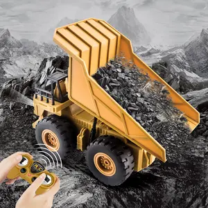 Remote Control Self-Dumping Dump Truck Toy Car with Lights, 2.4g Wireless Remote, Kids Construction Vehicle for Ages 6+, Requires Batteries Not Included, Remote Control Trucks