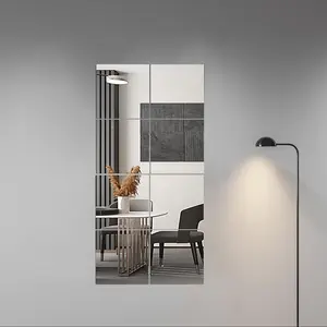 30cm * 30cm acrylic mirror self-adhesive wall sticker clothing mirror, non glass self-adhesive mirror sticker, DIY square mirror art mosaic wall decoration Home Decor, suitable for bedroom, living room, family gym, with foam glue Decorative Wall Sticker