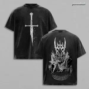 tiktok shop  Sauron Dark Lord Washed T-Shirt | Vintage LOTR Graphic Tee