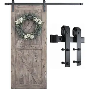 6.8FT Sliding Barn Door Hardware Kit, Barn Door Track - Smooth Quiet Operation, Easy to Install with Step-by-Step Instruction, Fits 40" Wide Door Panel (J Shape Hanger)