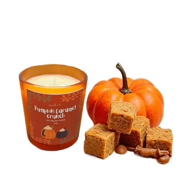 Pumpkin Caramel Crunch Candle - Autumn Scented with Pumpkin and Caramel Elements - Fragranced Wax Fuelled Decorative Item
