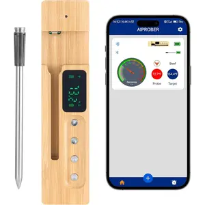 VEVOR Wireless Meat Thermometer, 500 ft Range Wireless Bluetooth Meat Thermometer, Digital Cooking Food, Waterproof Smart Meat Probe with One Probe, for Grilling, Smoker, BBQ & Oven