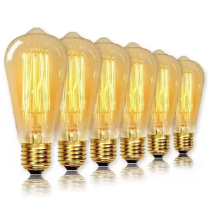Edison Light Bulb,ST64/ST21 6W E26 Vintage LED Light Bulbs,Antique LED Filament for Ceiling Light Fixture Non-dimmable 6Pack Warm White