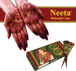 100% Natural Herbal Henna Cones Temporary Tattoo Mehandi Neeta Organic Handmade Brown Maroon Henna For Bridal Tattoo Body Art
