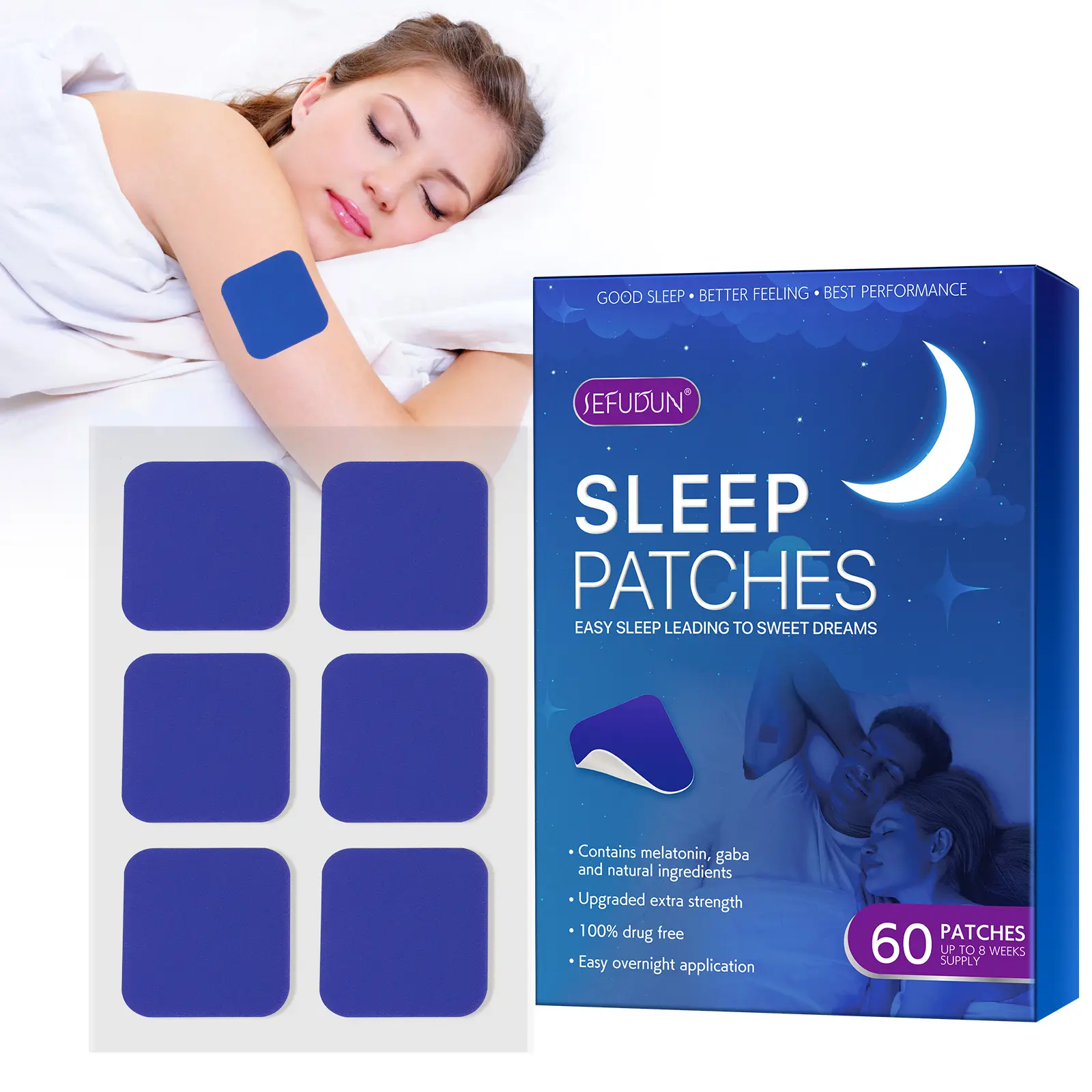 Sefudun Extra Strength Melatonin Sleep Aid Edible Patches for Adults - 60 Easy-to-Apply Patches for Enhanced Rest - Health & Wellness Sleep Supplement