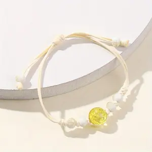 Dried Flower Glass Ball Bracelet Valentine'S Day Gift For Couples And Girlfriends Simple Small Fresh Goose Yellow Immortal Flower Bracelet