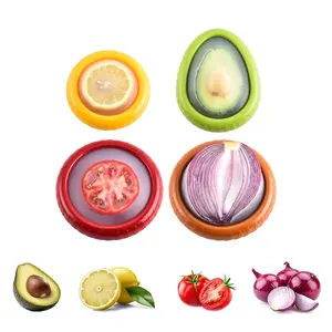 4pcs Fruit Vegetable Shaped Storage Set, Reusable Tpu Silicone, Anti-Oxidation Fresh Keeping Containers, Ideal Fridge Food Saver