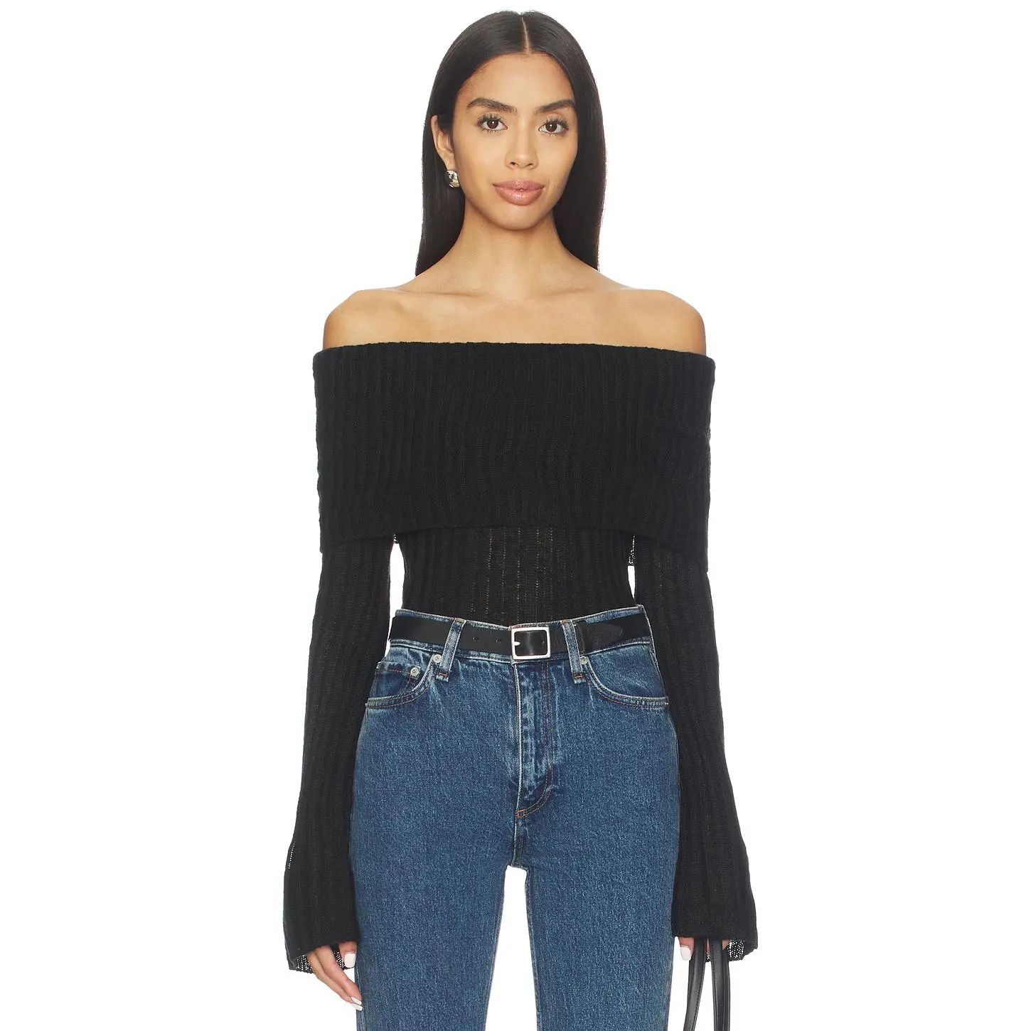 MORE TO COME Ingrid Off Shoulder Sweater in Black
