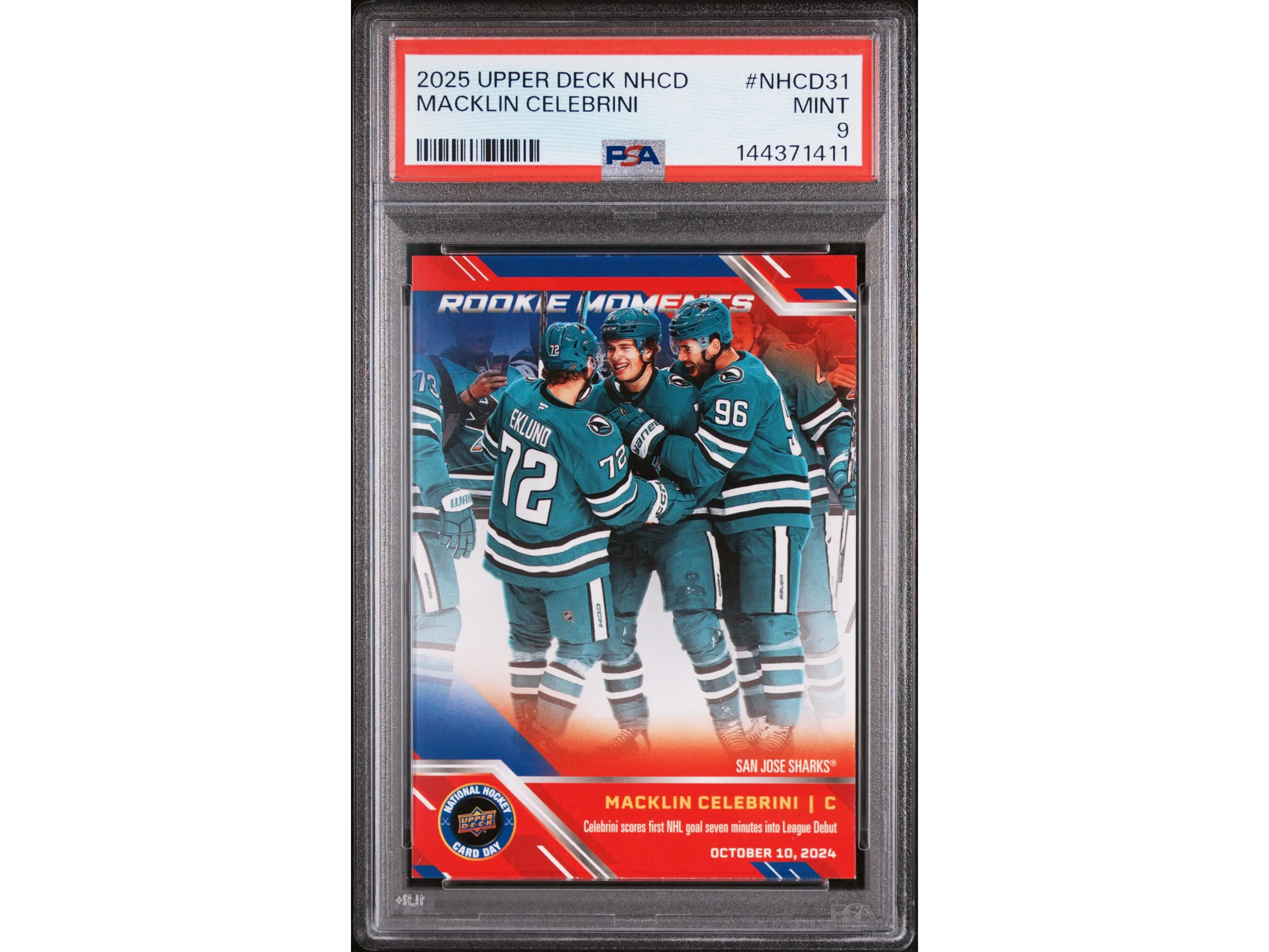 2025 Upper Deck National Hockey Card Day Macklin Celebrini #NHCD31 PSA 9