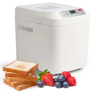 Bread Machine 2LB 12-IN-1 Gluten-Free Nonstick Pan 2 Loaf Sizes Keep Warm White Automatic Bread Maker for Home Cooking