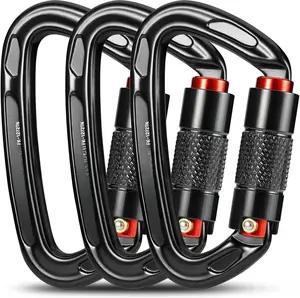 UIAA Certified 25KN Auto Locking Climbing Carabiner Clips, Twist Lock, and Heavy Duty Carabiners for Rock Climbing, Rappelling, and Mountaineering, D Shaped