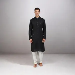 Mens Plus Size Chikankari Kurta Set - White Embroidered Top & Matching Bottoms for Comfortable Wear Menswear