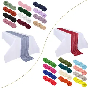 12/16/18/24 Pack 35×120" Cheesecloth Table Runner, 10FT Long Semi-Sheer Gauze Runner,for Boho Wedding Table Decor,Bridal Shower,Party,Baby Shower, Banquet Decoration,Holiday Gatherings, Indoor and Outdoor Parties, Barbecues, and other activities.