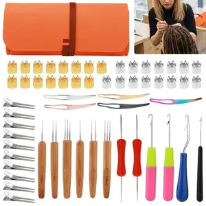 58 pcs dirty braid making tool set with storage bag, including crochet hooks, hair locking tools, hair accessories, and hair clips, suitable for DIY dirty braid, braided hair, and twisted braid styling