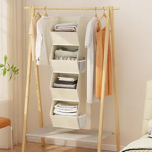 4-Tier T-Shape Hanging Bag, Large Capacity Foldable Storage Basket, Ideal for Home Organization, Door Mount Organizer, Closet Accessory