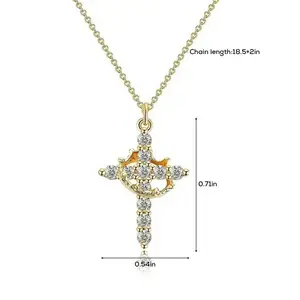 Simple Crown & Cross Pendant Choker Necklace For Women & Men & Girls Pretty Crown Cross Necklace For Daily Clothing Decor Trendy All-match & Exquisite Jewelry For Gift Everyday Jewellery#TikTokShopDealsforYouDays