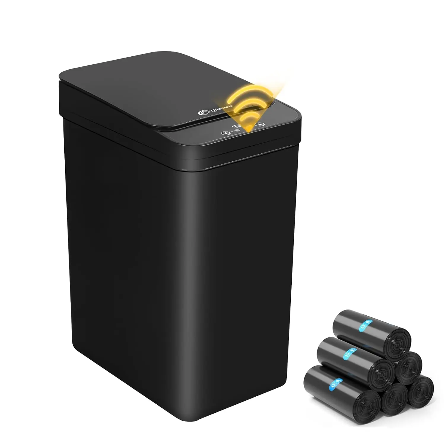 Black Bathroom Motion Sensor Trash Can, 2.6 Gal Automatic Touchless Smart Garbage Bin for Bathroom, Kitchen, RV Home Supplies
