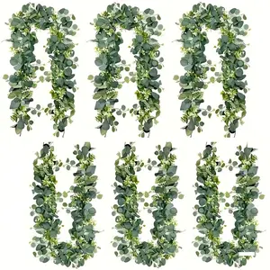 6-Piece Artificial Eucalyptus Wreath Set, All-Season Decorative Greenery, Flower Accents, Perfect for Wedding Table Centerpieces & Room Decoration