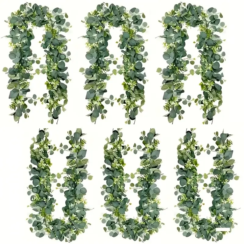 6-Piece Artificial Eucalyptus Wreath Set, All-Season Decorative Greenery, Artificial Flowers, Flower Accents, Perfect for Wedding Table Centerpieces & Room Decoration, Home Decoration