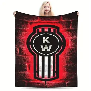 Ultra Soft Flannel Kenworth Custom Graphic Blanket, All-Season Cozy Warm Throw, Bold Red-Black Logo Design, Ideal for Home-Office Use, Perfect Gift for Kenworth Fans, Custom Graphic Blankets