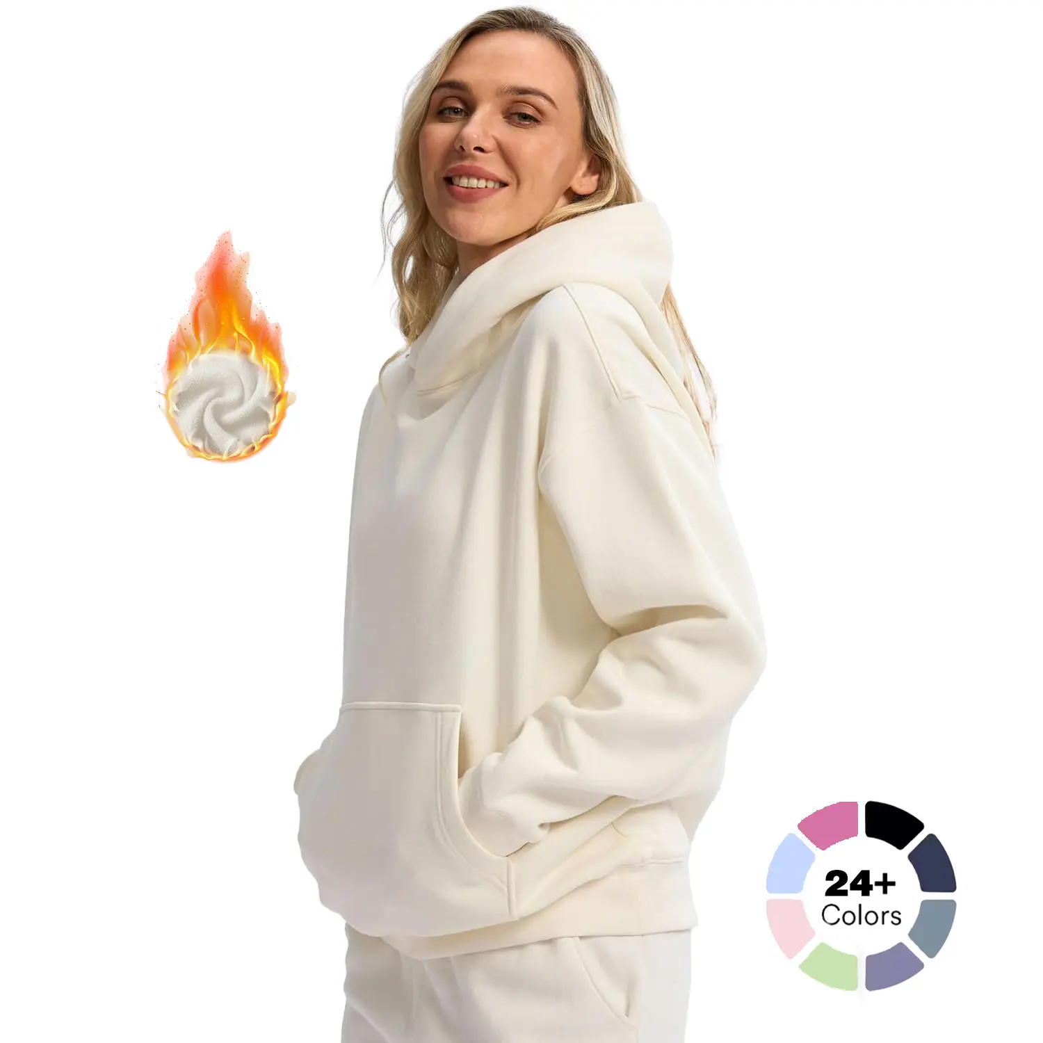 G GRADUAL Women's Minimalist Oversized Fleece Hoodie Sweatshirt - Longsleeve Loose-Fit Basic Top with Pocket, Casual Pullover for Gym Athletic Workout