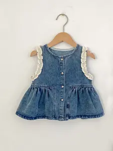 Spring & Fall New Arrival Fashionable Ruffled Denim Vest for Girls, Stylish Kids' Clothing, Perfect for Casual Wear