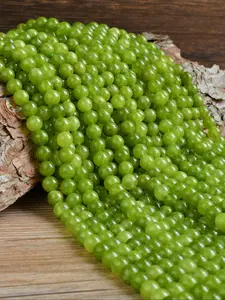 Peridot Natural Peridot Crystal Beads - 4/6/8/10mm Green Quartz Round Loose Beads, Bead Assortment, for jewelry making, DIY bracelets, necklaces, mobile phone charms, Christmas gift accessories, 15-inch strand