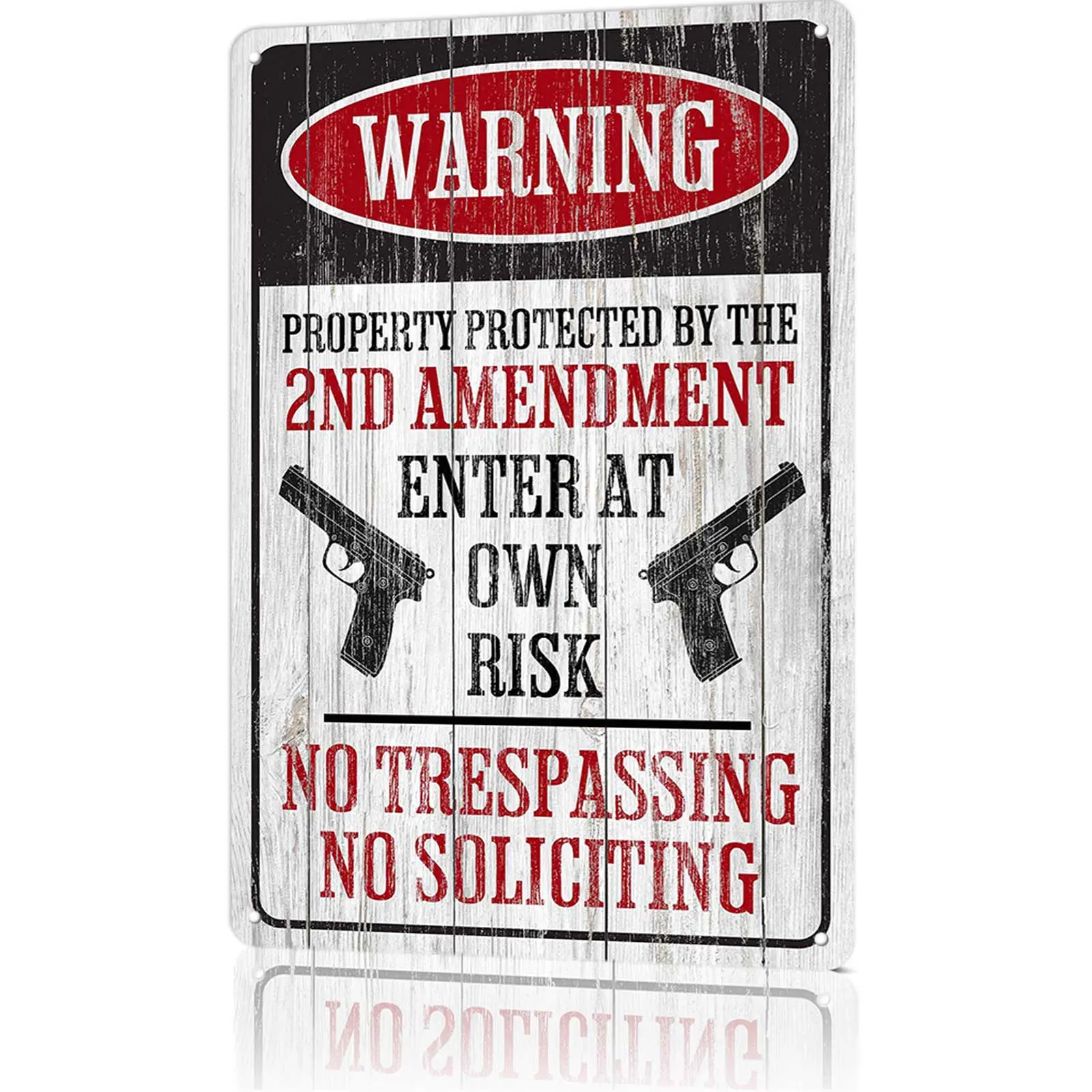 2nd Amendment Property Warning Sign No Trespassing No Soliciting for Yard Door Porch Office or Business 8x12 Inch Durable Weather Resistant Decorations Signage Safety